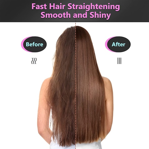 Generic Hair Straightener Brush, Ionic Hair Straightener And Curler 2 In 1, Anti-Scald Fast Heating Auto-Off Safe Straightening Comb For Women (Black)