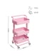 Almufarrej 3-Tier Rolling Shelves Metal Cart Organizer Pink 85x45x35cm