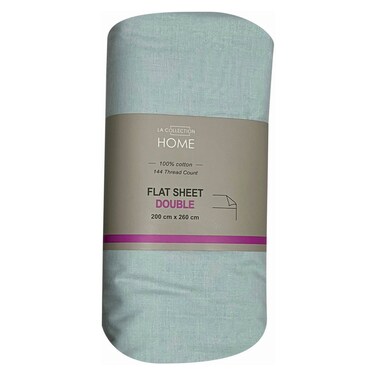 LA Collection 144 Thread Count Cotton Flat Sheet Double Light Blue 200x260cm