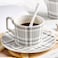 Ceramic Cappuccino Grid lines Coffee Cup Saucer Set