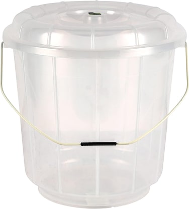 Royalford 18L Transparent Plastic Bucket With Lid- Rf11721 Multi-Purpose Utility Polypropylene Bucket With A Lid And Handle Break-Resistant, Light-Weight, Virgin Plastic, Transparent