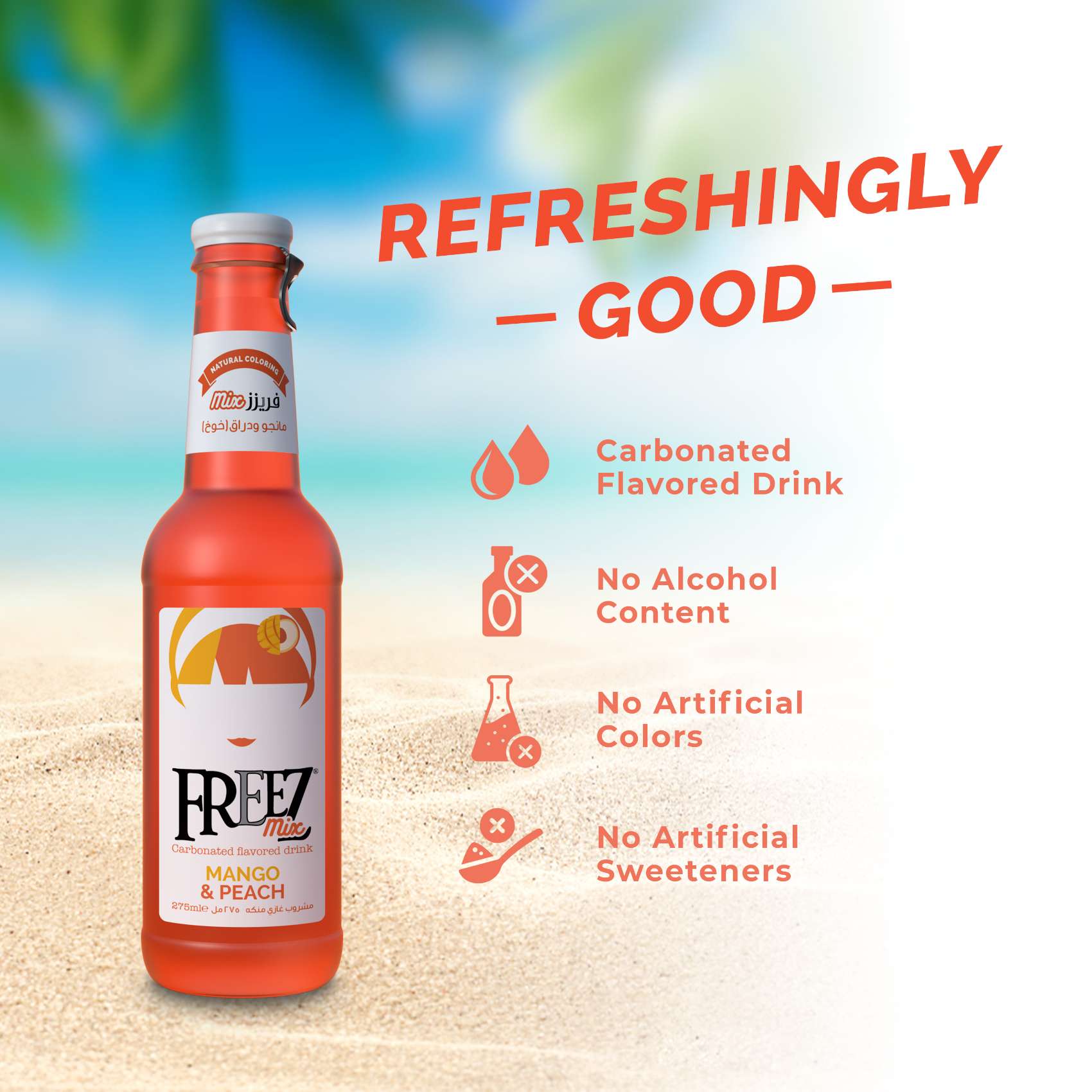 Freez Mix Carbonated Flavoured Drink Mango And Peach 275ml