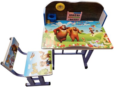 Buy Beautiful Study Table & Chair With Clock Attached, Cartoony Design ...