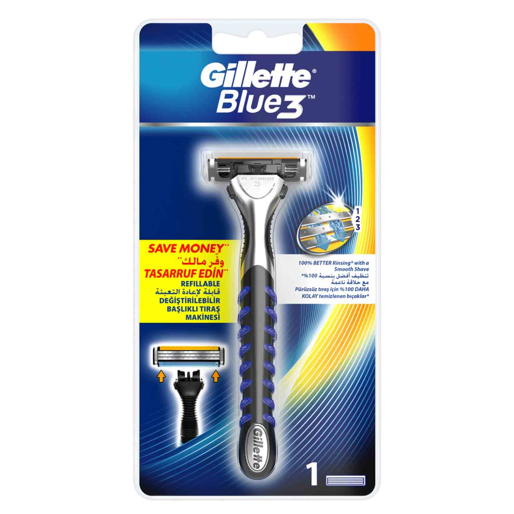 Gillette Blue 3 Men&#39;s Refillable Shaving Razor