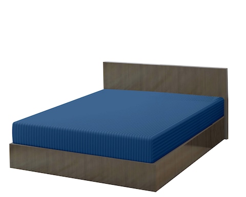 KLUB LINEN Stripe Microfiber Royal Blue Fitted Sheet -King 180 x 200 cm