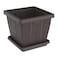 Cosmoplast Cedargrain Square Planter With Tray Dark Brown 30L