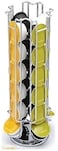 LIHAN 360-degree Rotating Coffee Capsule Holder for 24 Dolce Gusto Coffee Pods, Countertop Coffee Capsule Storage Rack, Metal Coffee Pod Organizer with Non-slip Base for Home, Office, Silver