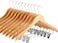 Zober High Grade Wooden Pants Hanger Suit Hanger With Metal Clips Pack of 10