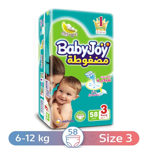 Baby Joy Diapers - Medium Size 3 - 58 Diaper