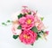 Floral Arrangement Pink Shades Flowers Green Leaves Grass Base 35cm