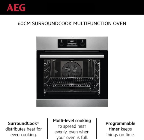 AEG Electric Oven Built In 60Cm, Beb331010M, Made In Germany