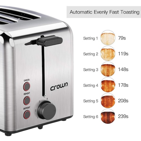 Crownline 2 Slice 920 Watts Stainless Steel Toaster TR-204