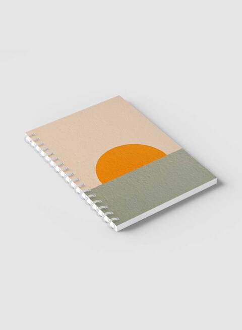 Lowha Spiral Notebook With 60 Sheets And Hard Paper Covers With Boho Sun Rising Design, For Jotting Notes And Reminders, For Work, University, School