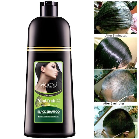 Mokeru Organic Natural Fast Hair Dye  5 Minutes Noni Plant  Black Hair Color Dye Shampoo For Cover Gray White Hair