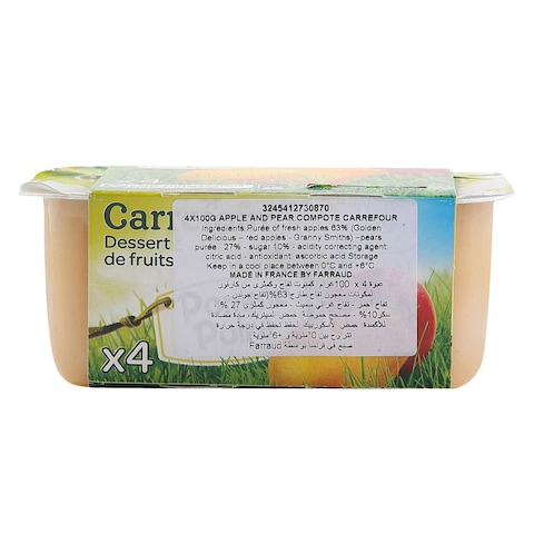 Carrefour Pear Apple Compote 100g x Pack of 4