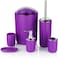 Bathroom Accessories Set 6 Piece Bath Ensemble with Smooth Surface Includes Soap Dispenser, Toothbrush Holder, Toothbrush Cup, Soap Dish for Decorative Countertop and Housewarming Gift, Purple