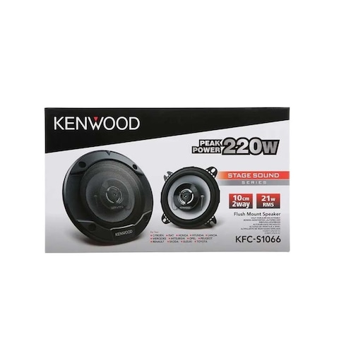 Kenwood Car Audio KFC-S1066 Stage Sound Series 10cm Flush Mount 2-Way 2-Speaker System 220w
