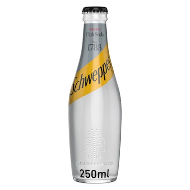 Schweppes Club Soda Sparkling Drink Glass Bottle - 250ml