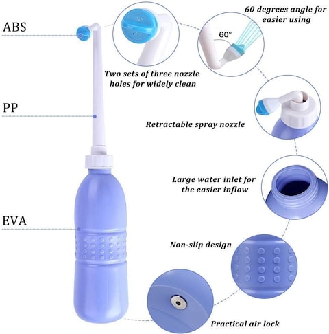 650 ml Large Portable shattaf Bidet Bottle Handheld Travel Toilet shataf Hand Spray Seat WaterBlue, Type : BidetMaterial : Plastic