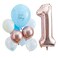 BLUE AND ROSE GOLD FIRST BIRTHDAY BALLOONS