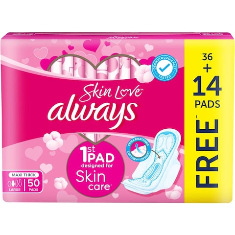 Always Breathable Soft Maxi Thick Large Sanitary Pads with Wings 50 Pads