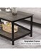 Sky-Touch Coffee Table With Storage Shelf, Modern Central Table With 2 Tier Shelves, Black Metal Table Legs, Wooden Table Top And Metal Frame, Industrial Wooden Coffee Table