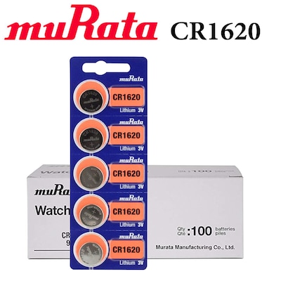 muRata 100-Piece CR1620 3V Lithium Batteries