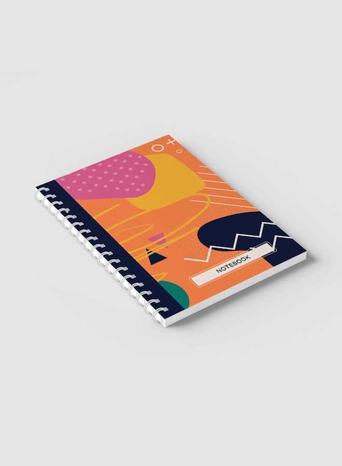 Lowha Spiral Notebook With 60 Sheets And Hard Paper Covers With Abstract Geometric Design, For Jotting Notes And Reminders, For Work, University, School