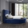 In House Lotus Velvet Bed Frame - King - 200x200 cm - Dark Blue