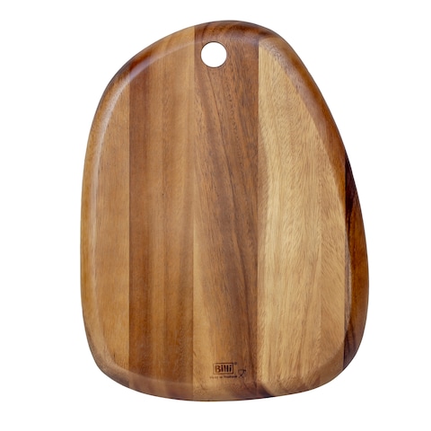 BILLI Pebble Shaped Acacia Cutting Board, Serving Board, 33x24 cm (Natural Acacia) Made in Thailand