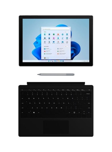 Microsoft Surface Pro 7 Convertible 2-In-1 Laptop With 12.3 Inch Display, Core i5 Processor/8GB RAM/128 GB SSD/ Intel Iris Xe Graphics With Black Type Cover And Pen English, Silver