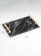 Lowha Decorative Acrylic Serving Tray With Gold Metal Handles And Wave Marble Design 20x30 cm