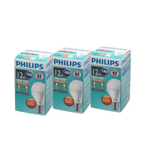 Philips E27 Star LED Bulb - 12 watt - 3 Pieces - White