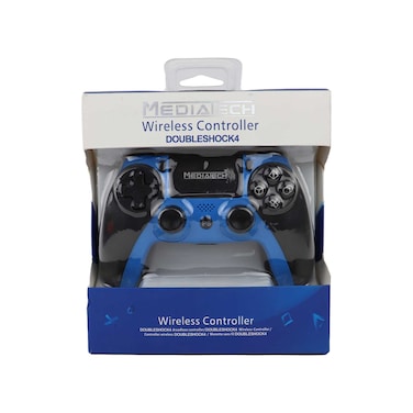 ميدياتك دبل شوك 4 ذراع التحكم بالألعاب لاسلكي للبلاي ستيشن 4 - أسود/أزرق