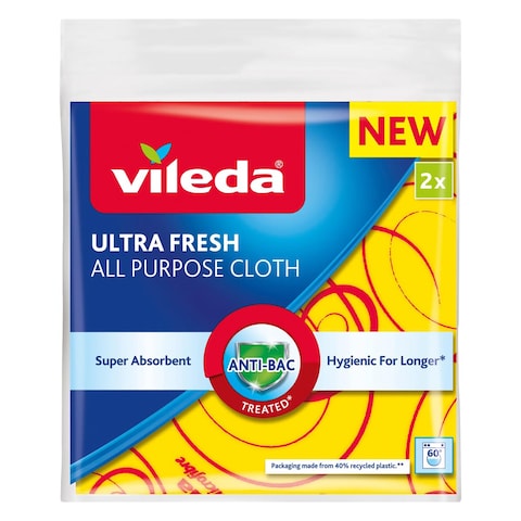 Vileda Microfibre Multipurpose Universal Cleaning Cloth 2 Pieces Yellow