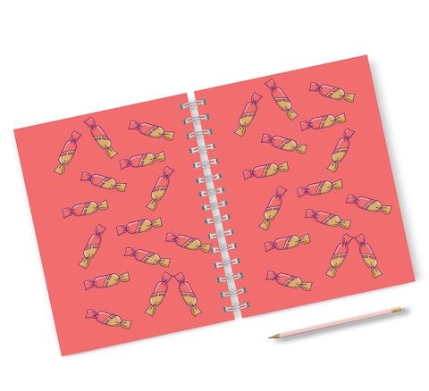 Loud Universe Hardcover Notebook Candy Pattern Cute Candy Spiral Notebook with Premium High Quality Paper A5 Size