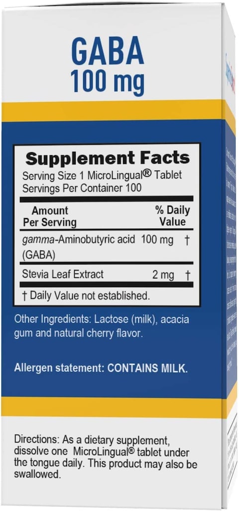 Superior Source Gaba 100 Mg, Under The Tongue Quick Dissolve Sublingual Tablets, 100 Count, Brain Health Support, Promotes A Relaxing Effect &amp; Positive Mood, Stress Relief &amp; Sleep Support, Non-Gmo