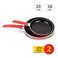 Non-stick frying pans skillet sets cookware, easy-grip, stay-cool handles - red 20+26 cm x 2