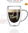 1CHASE&reg; Double Wall Good Morning Printed Glass Mug with Handle for Juice Wine Tea Coffee, Breakfast Cup Cocktail Mug for everyday use, 350 ML ,2Pcs Set.