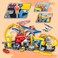 Fitto Construction Race Gas station Tracks 2 in 1 playset for Kids Boys Toys, 20 PCS Construction Car, Create rescue center Gifts with fire ring for 3 4 5 6 Year Old Boys Girls Best Toys Red
