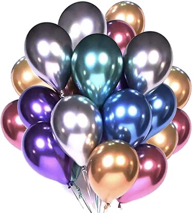 Erweicet 12Inch Metallic Balloons Assorted Multicolor Color Chrome Metallic Balloons For Party 50 Pcs 12 Inch Thick Latex Balloons For Party Decorations