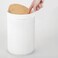White Waste Bin With Bamboo Lid