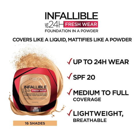 L&#39;Oreal Paris Infaillible 24H Fresh Wear Foundation In A Powder 40 Cashmere 9g
