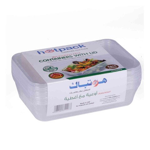 Buy Hotpack plastick containers 500 ml 5  picese in Saudi Arabia