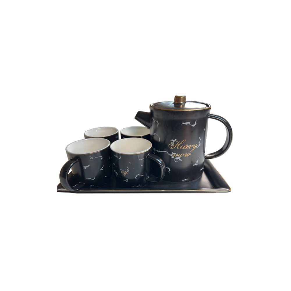 Creative Lid Ceramic Tea Pot Set Kettle With Cup And Tray