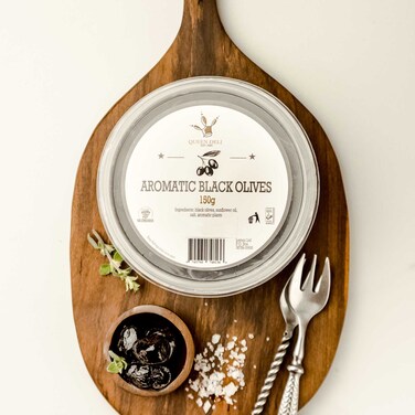 QUEEN DELI D BLACK AROMTC OLIVES150
