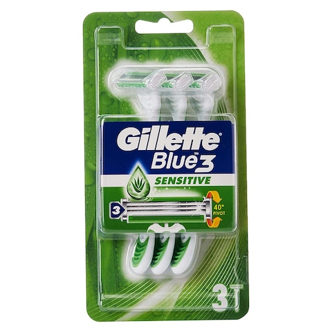 Gillette Blue 3 Sensitive Men Disposable Razors - 3 Count