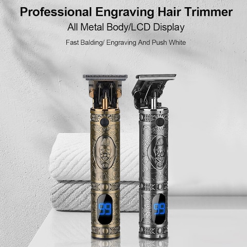 Generic-Electric Clippers LCD Digital Display Home Hair Trimmer Retro Oil Head Hair Razor USB Rechargeable Household DIY Hair Cutting Machine