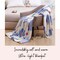 LUNA HOME Fleece Blanket 200*230cm Super Soft Throw Blue Floral Design.