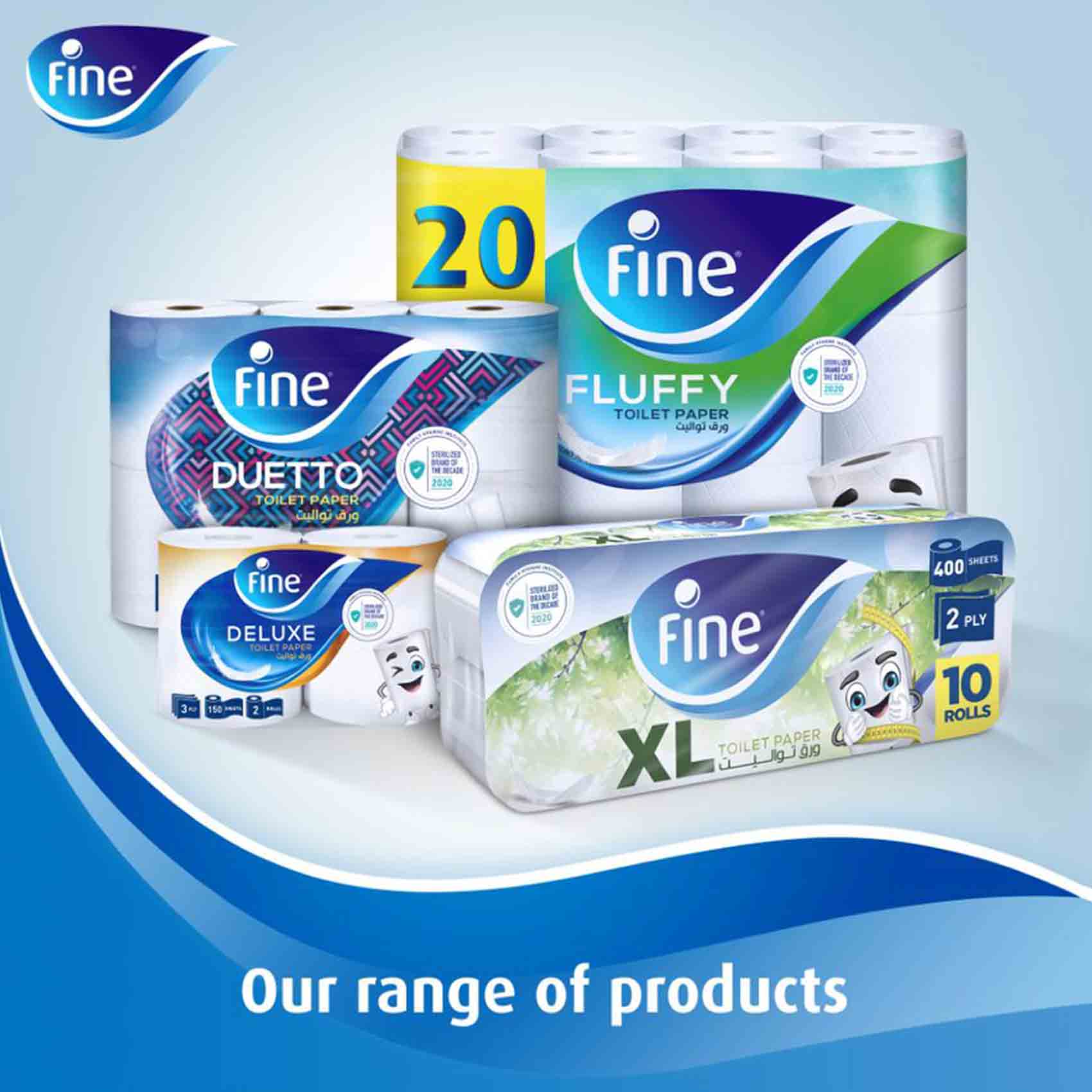 Fine Toilet Deluxe Tissues 150 Sheets 3 Ply 10 Rolls